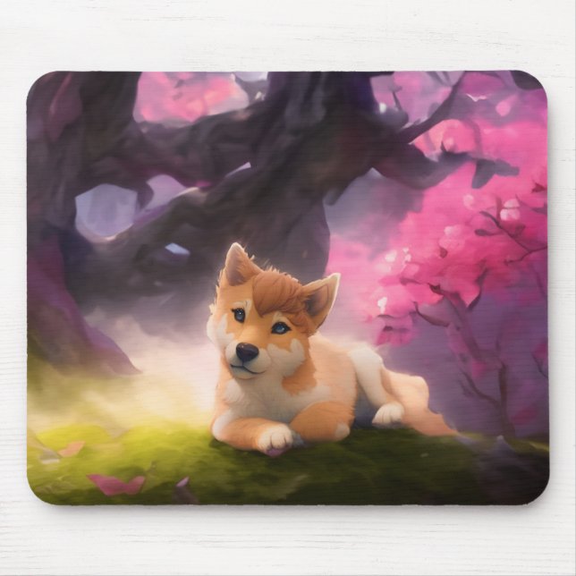 Shiba Inu Fantasy Anime Mouse Pad (Front)
