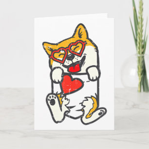 Shiba Inu Feet Pocket Heart Valentines Day Akita I Card