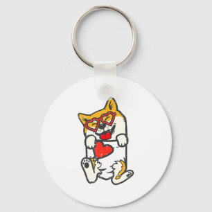 Shiba Inu Feet Pocket Heart Valentines Day Akita I Key Ring