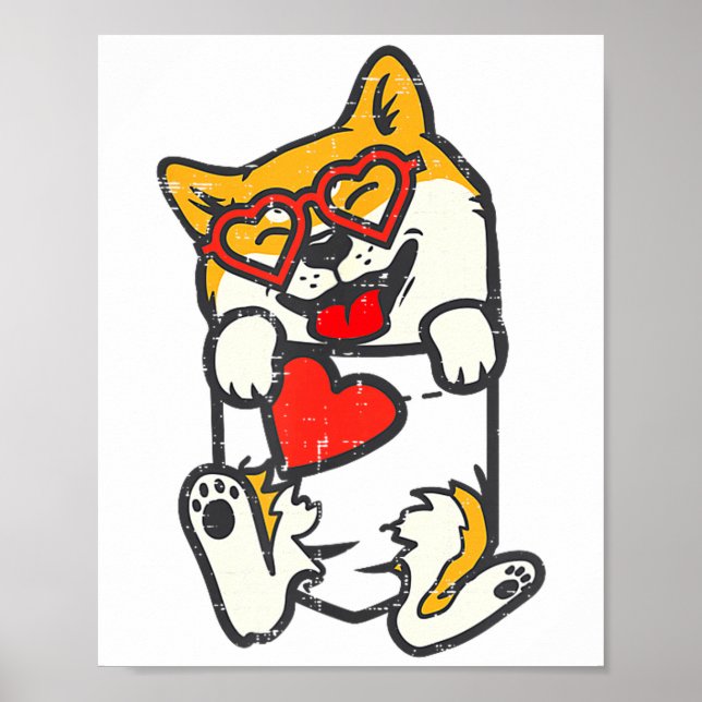 Shiba Inu Feet Pocket Heart Valentines Day Akita I Poster (Front)