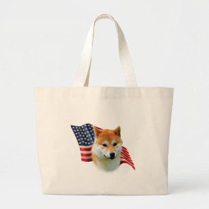 Shiba Inu Flag Large Tote Bag