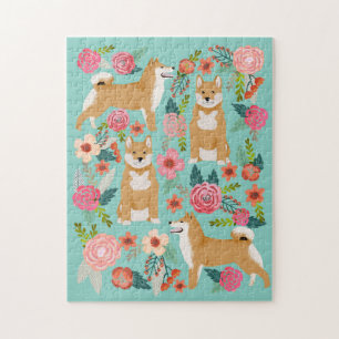 Shiba Inu Florals Dog Jigsaw Puzzle