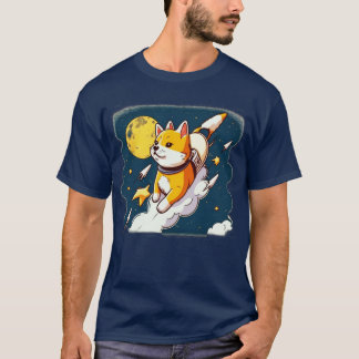 shiba inu flying into space with a rocket10 T-Shirt