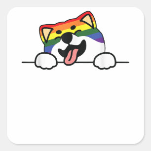 Shiba Inu Gay Pride Cute Dog Pet Lover Proud LGBT- Square Sticker