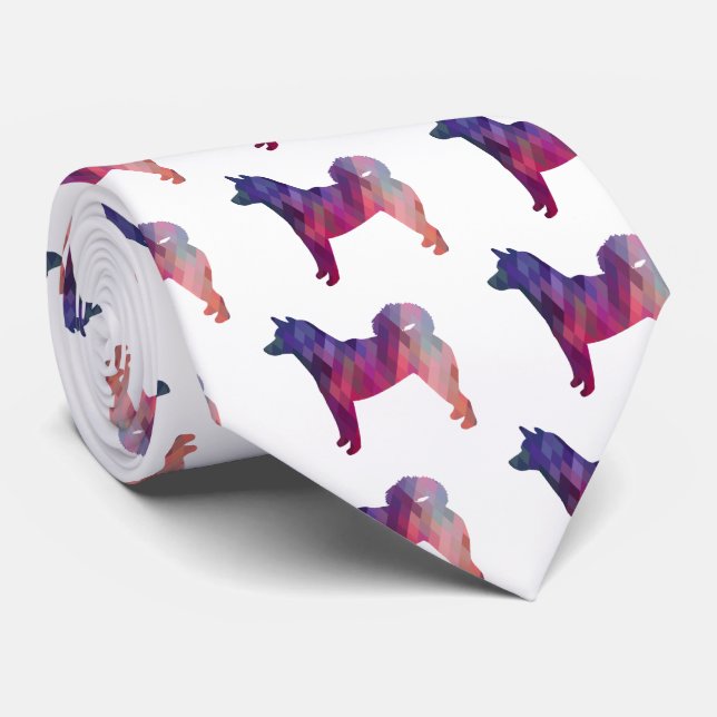 Shiba Inu Geometric Pattern Silhouette in Purple Tie (Rolled)