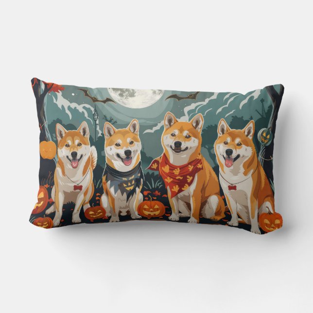 Shiba Inu Halloween Spooky Lumbar Cushion (Back)