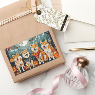 Shiba Inu Halloween Spooky Rectangular Sticker