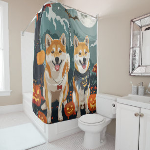 Shiba Inu Halloween Spooky Shower Curtain
