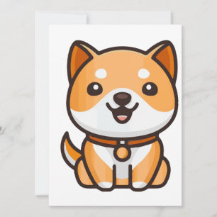 shiba inu happy cartoon invitation