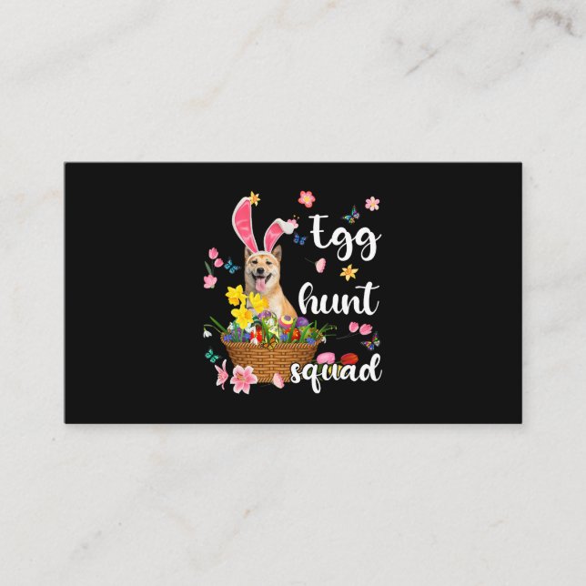 Shiba Inu Happy Easter Day Easter Colourful Egg Hu Business Card (Front)