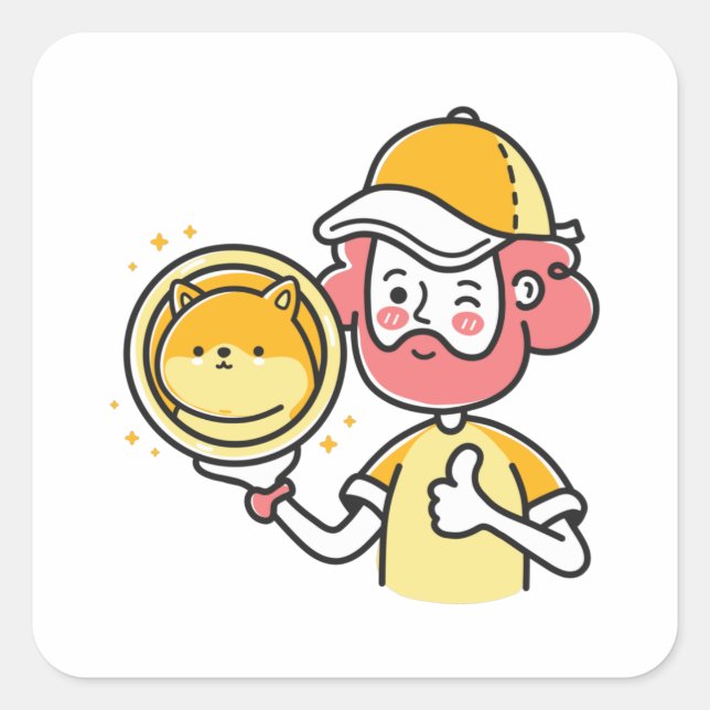 Shiba Inu Holder Square Sticker (Front)