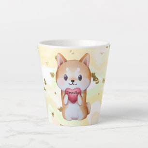 Shiba Inu Holding A Heart Latte Mug
