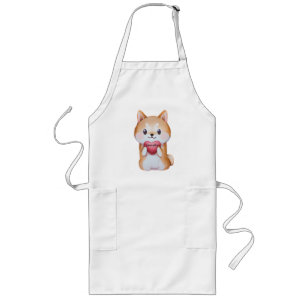 Shiba Inu Holding A Heart Long Apron