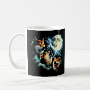 Shiba Inu Howling at the Moon Graphic Celestial Coffee Mug