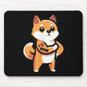 Shiba Inu I Love Mum Funny Dog Tattoo  Mouse Pad
