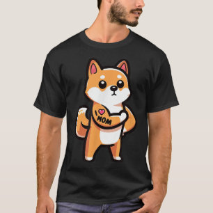 Shiba Inu I Love Mum Funny Dog Tattoo T-Shirt