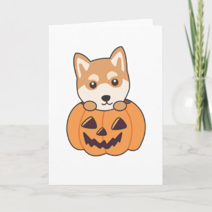Shiba Inu In Pumpkin Sweet Dogs Happy Halloween Card
