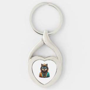 Shiba Inu in Streetwear Hoodie Key Ring