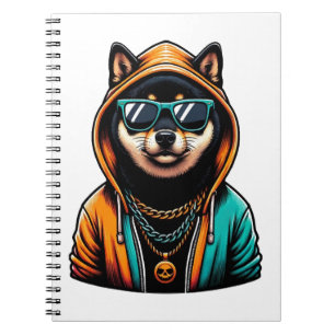 Shiba Inu in Streetwear Hoodie Notebook