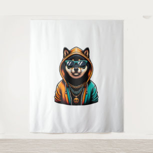 Shiba Inu in Streetwear Hoodie Tapestry