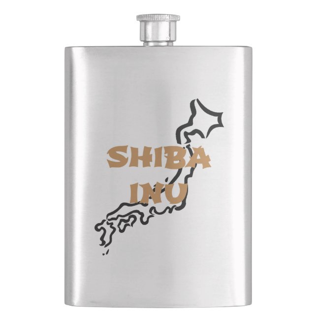 shiba inu japan outline hip flask (Front)