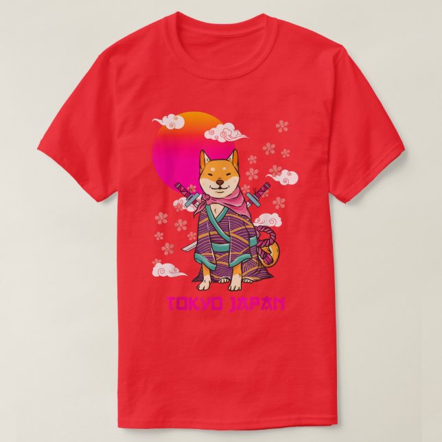 Shiba Inu Japanese Aesthetic Sakura Cherry Blossom T-Shirt (Design Front)