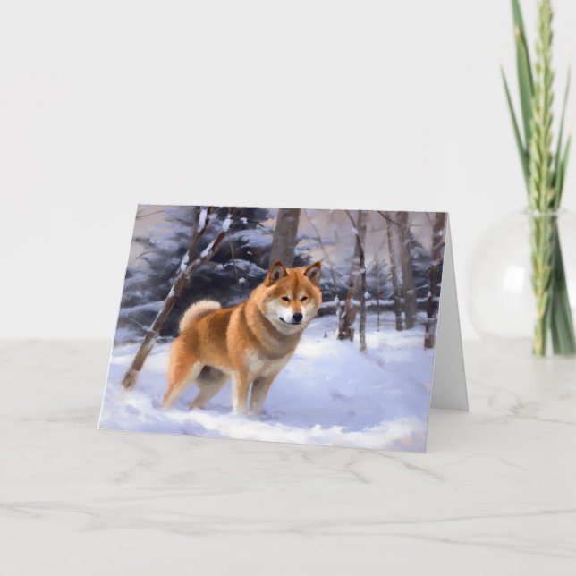 Shiba Inu Let It Snow Christmas  Card (Front)
