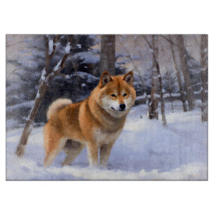Shiba Inu Let It Snow Christmas Cutting Board
