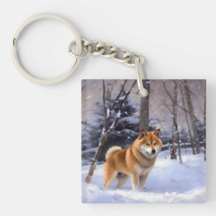 Shiba Inu Let It Snow Christmas  Key Ring