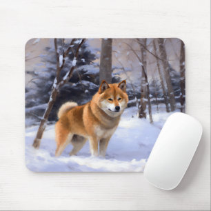 Shiba Inu Let It Snow Christmas Mouse Pad