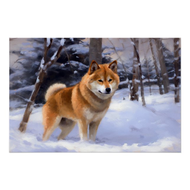 Shiba Inu Let It Snow Christmas  Poster (Front)
