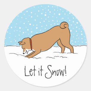 Shiba Inu Let It Snow - Fun Dog Christmas Holiday Classic Round Sticker