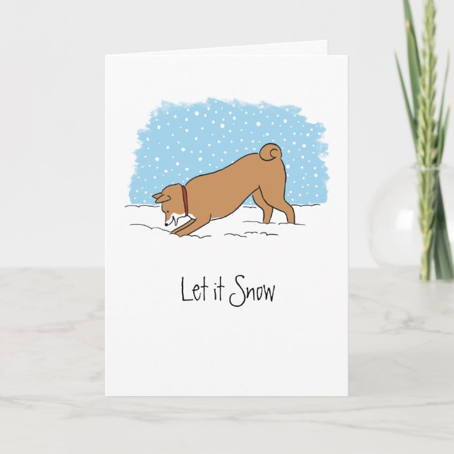 Shiba Inu Let It Snow - Happy Dog Christmas Xmas Holiday Card (Front)
