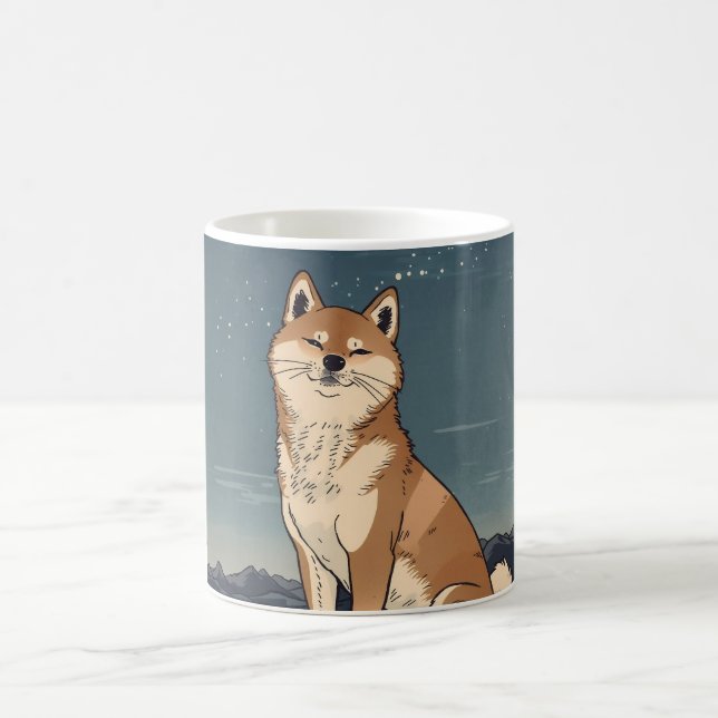 Shiba Inu Moonlight Coffee Mug – Ukiyo-e Style (Center)