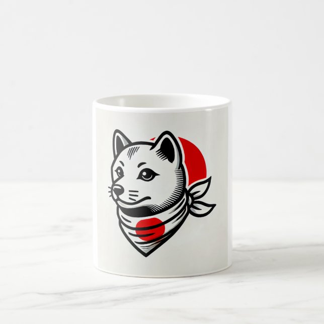 Shiba Inu Mug with Japanese Flag Scarf (Center)