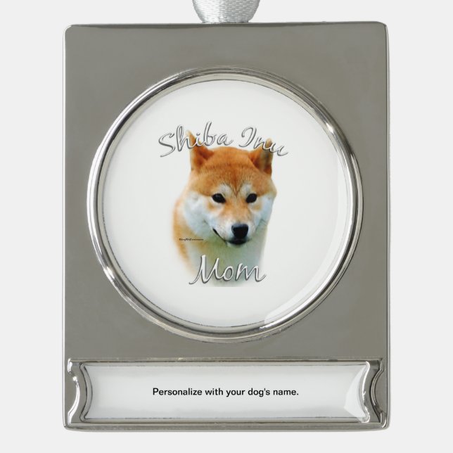 Shiba Inu Mum 2 Silver Plated Banner Ornament (Front)