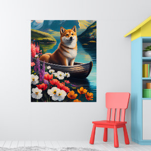 Shiba Inu on a Paddle: A Scenic Adventure Poster
