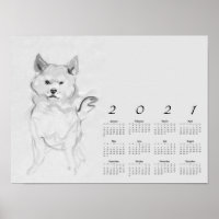 Shiba Inu Original Painting 4 Calendar Poster 2021