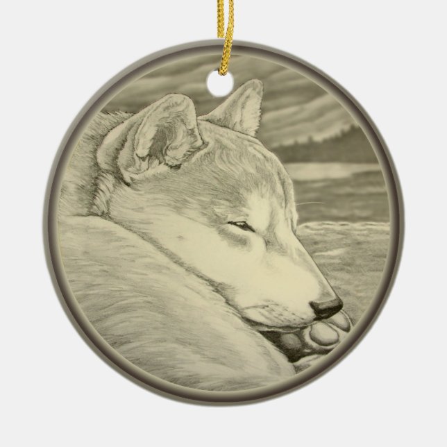 Shiba Inu Ornament Personalised Dog Art Decoration (Front)