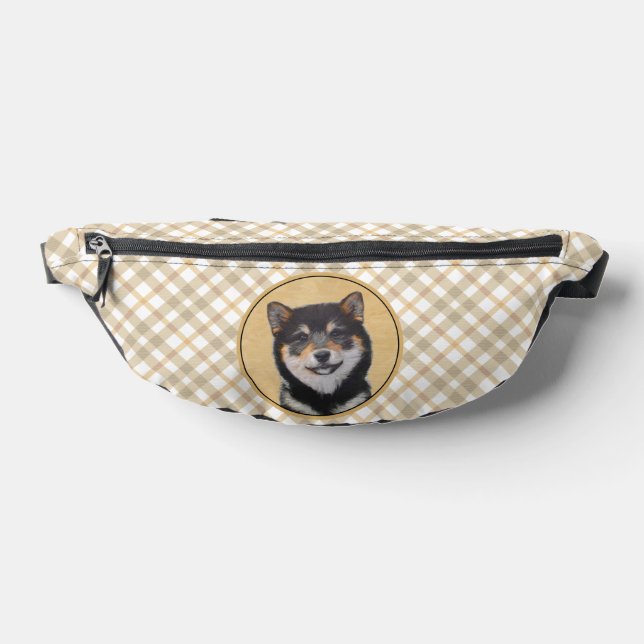 Shiba Inu Painting Black and Tan Original Dog Art Bum Bags (Lay Down)