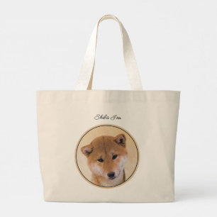 Shiba Inu Painting Red Cute Original Pet Dog Art Large Tote Bag