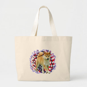 Shiba Inu Patriot Large Tote Bag