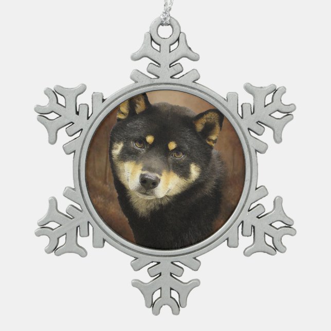Shiba Inu Pewter Snowflake Ornament (Front)