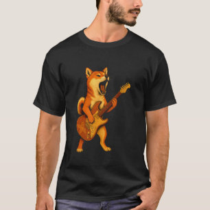 Shiba Inu Playing Electric Guitar T-Shirt