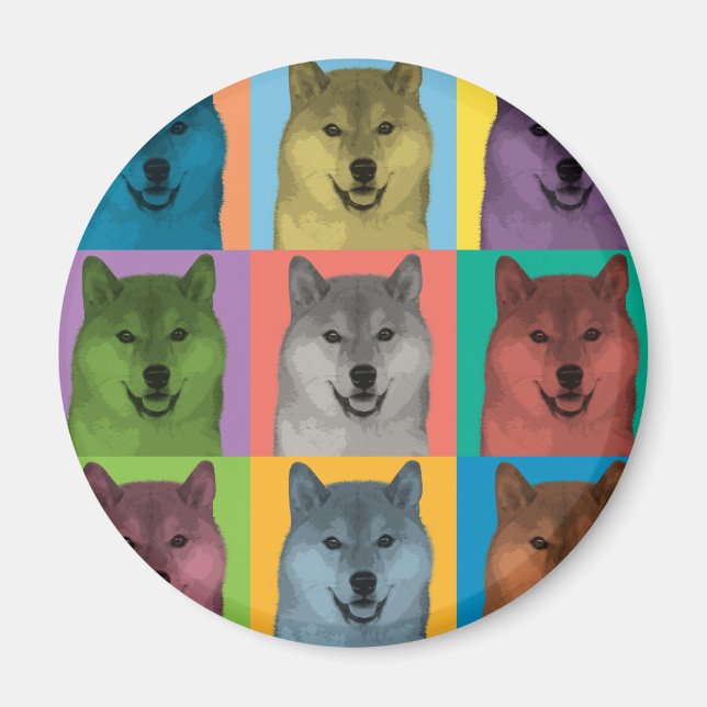 Shiba Inu Pop-Art Magnet (Front)
