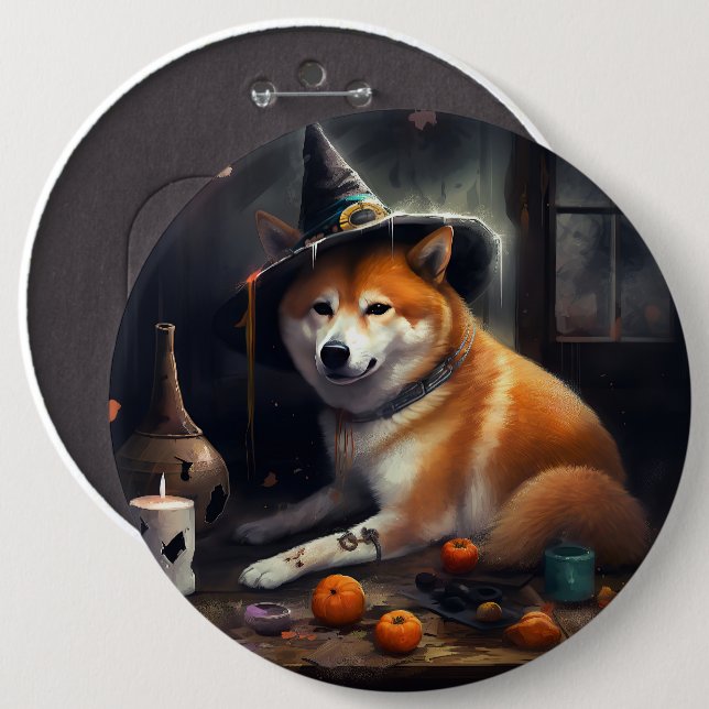 Shiba Inu Pumpkins Halloween Scary 6 Cm Round Badge (Front & Back)