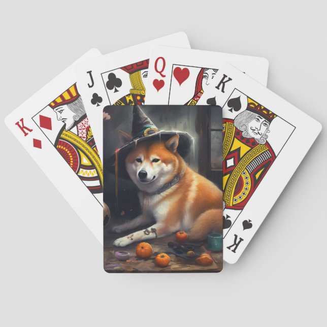 Shiba Inu Pumpkins Halloween Scary Playing Cards (Back)