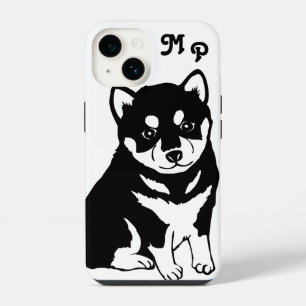 Shiba Inu Puppy Art Monogram iPhone 14 Case
