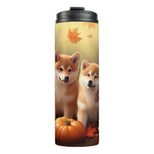 Shiba Inu Puppy Autumn Delight Pumpkin Thermal Tumbler