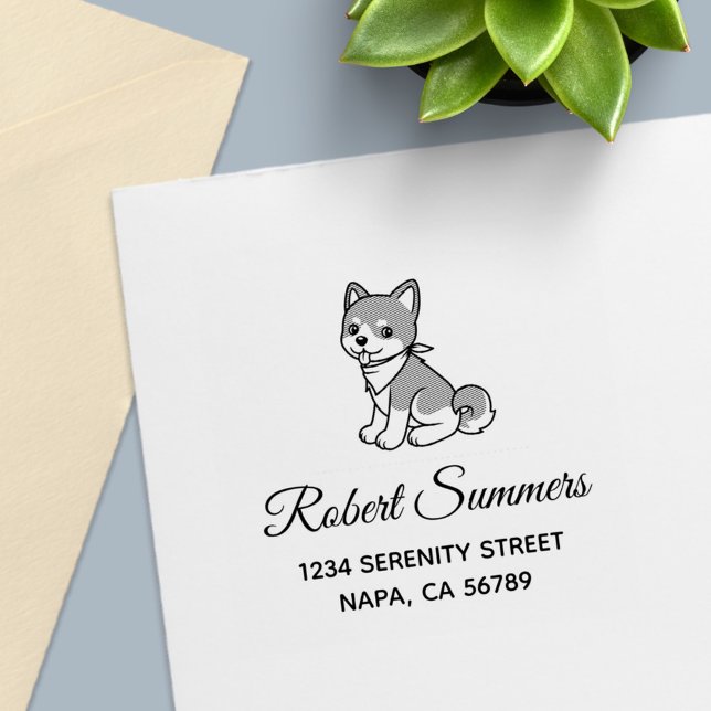 Shiba Inu Puppy Dog Address Self-inking Stamp (Creator Uploaded)